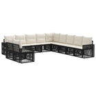 Tuinbankenset poly rattan zwart cream wit