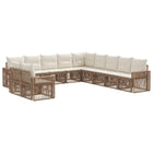 Tuinbankenset poly rattan 11 personen beige crème wit