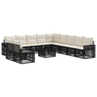 Tuinbankenset poly rattan 12-delig zwart cream wit