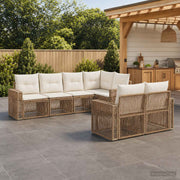 Tuinbankenset 7 zitplaatsen poly rattan beige crème