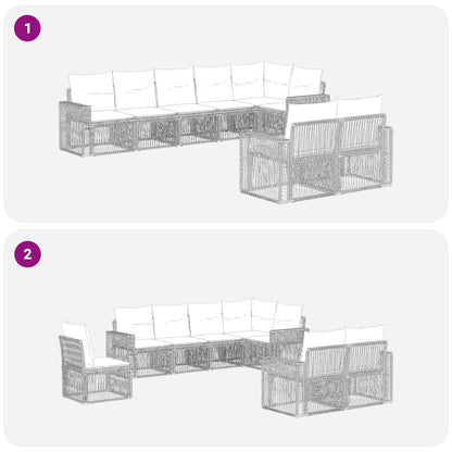 Tuinbankenset 8 pcs Zwart en Cream Wit poly rattan