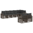 Tuinbankenset poly rattan grijs 8 personen