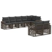 Tuinbankenset poly rattan grijs 8 personen