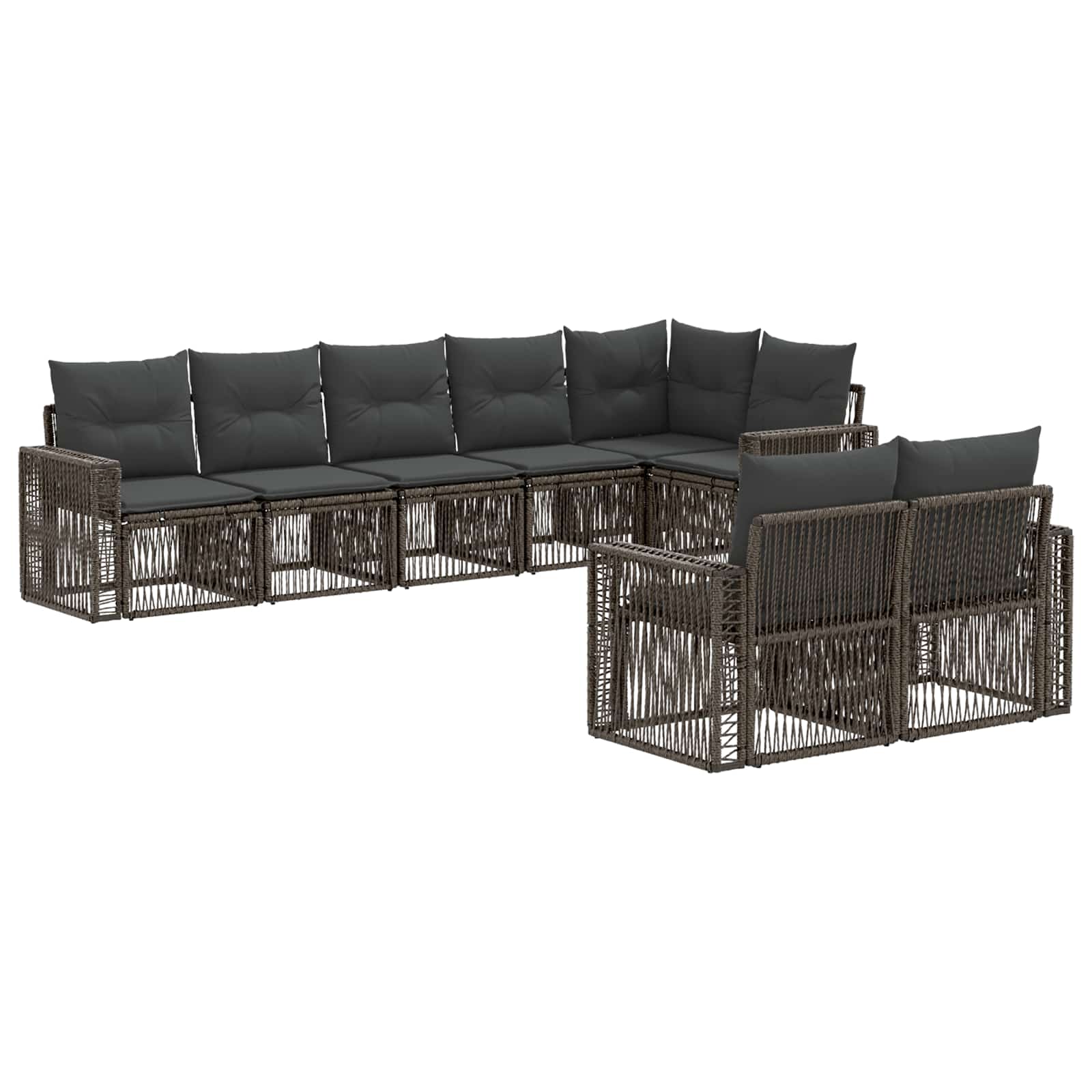 Tuinbankenset 8 pcs Grijs en Donkergrijs poly rattan
