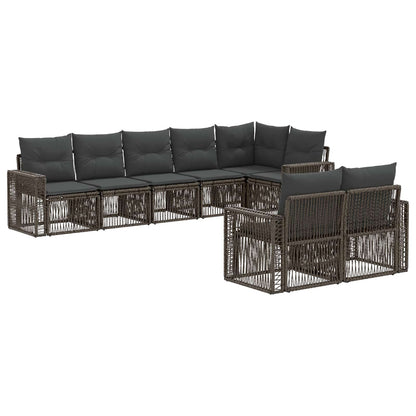 Tuinbankenset 8 pcs Grijs en Donkergrijs poly rattan