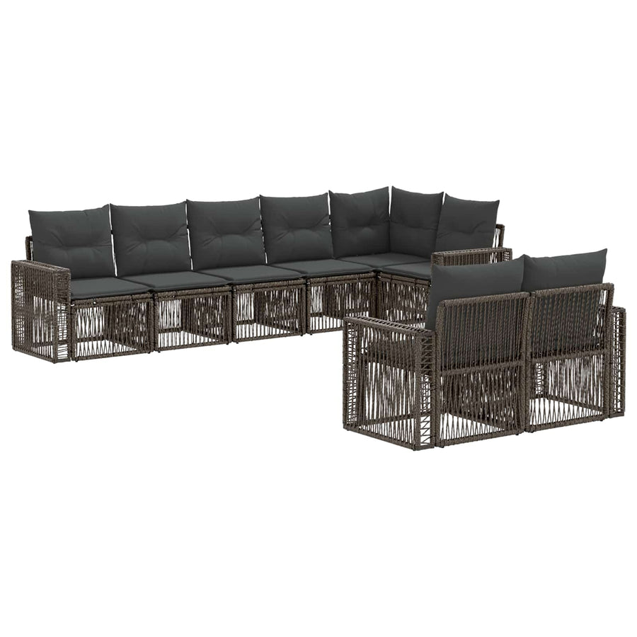 Tuinbankenset 8 pcs Grijs en Donkergrijs poly rattan