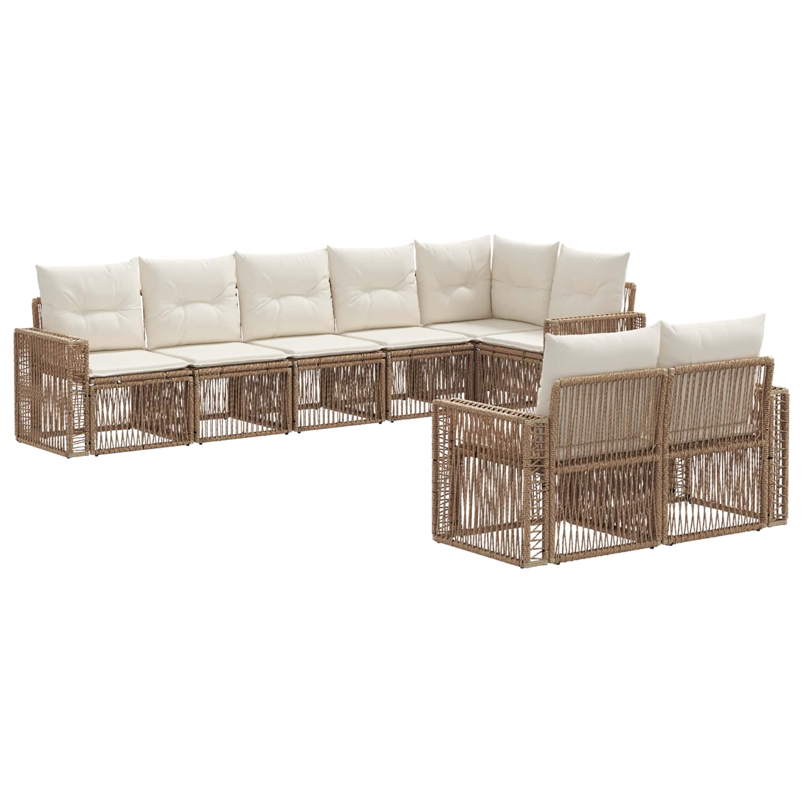 Tuinbankenset 8 pcs Beige en Crème Wit poly rattan