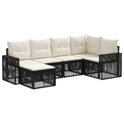 Tuinbankenset poly rattan zwart cream