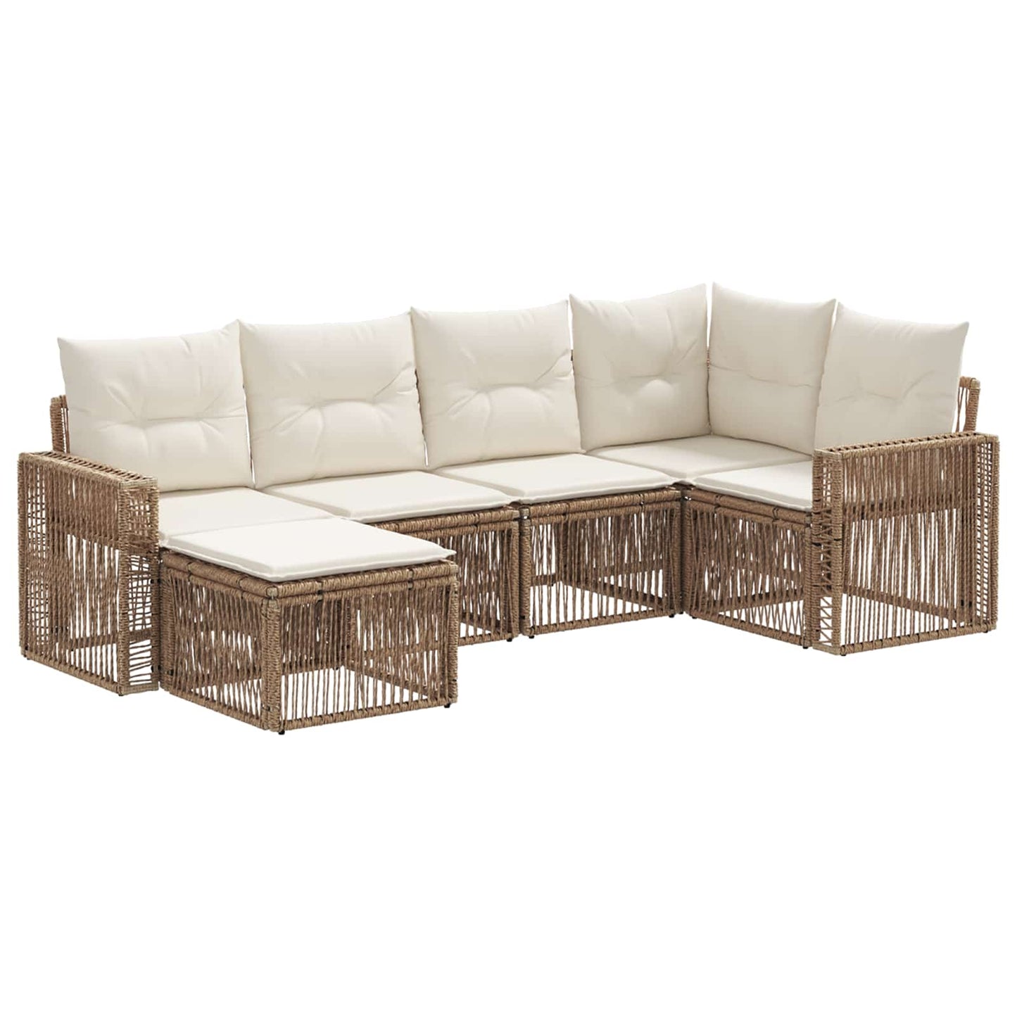 Tuinbankenset 6 pcs Beige en Crème Wit poly rattan