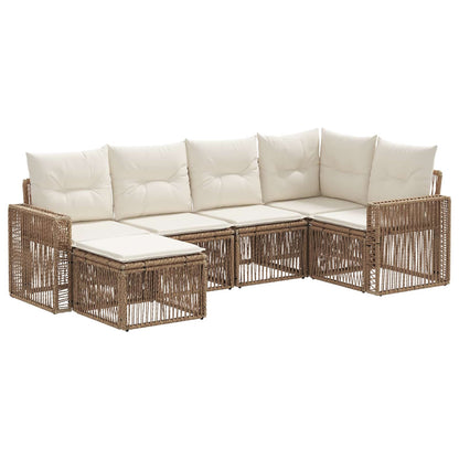 Tuinbankenset 6 pcs Beige en Crème Wit poly rattan