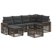 Tuinset poly rattan grijs 7-delig