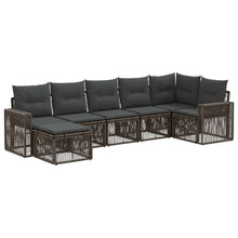 Tuinbankenset 7 pcs Grijs en Donkergrijs poly rattan