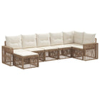 Tuinbankenset poly rattan 7-delig beige crème wit