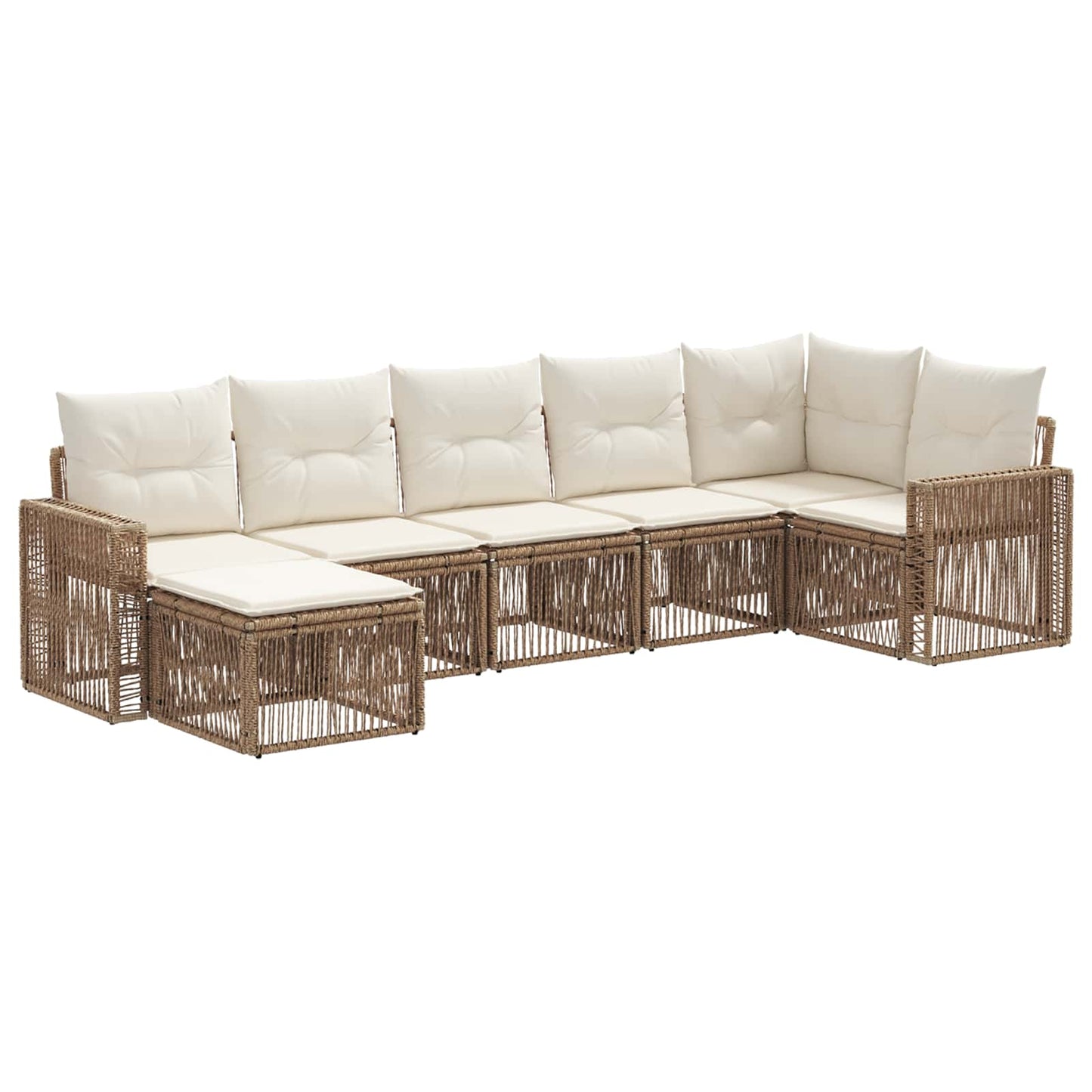 Tuinbankenset 7 pcs Beige en Crème Wit poly rattan