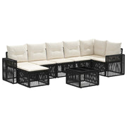 Tuinbankenset poly rattan zwart cream wit