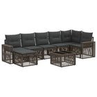 Garden Bench Set 8 pcs Grey and Dark Grey Poly Rattan