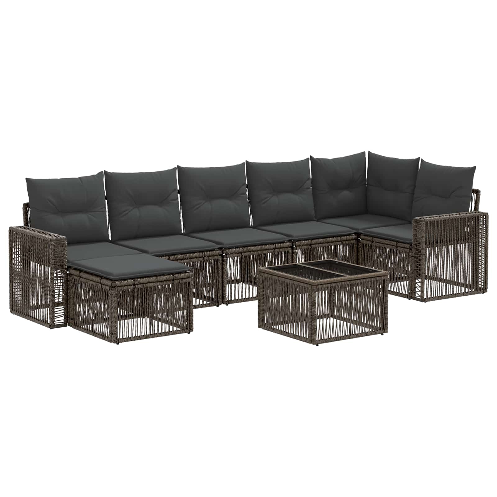 Tuinbankenset 8 pcs Grijs en Donkergrijs poly rattan