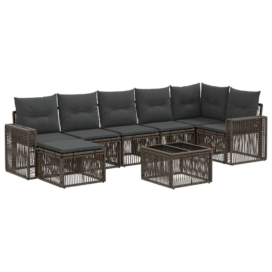 Tuinbankenset 8 pcs Grijs en Donkergrijs poly rattan