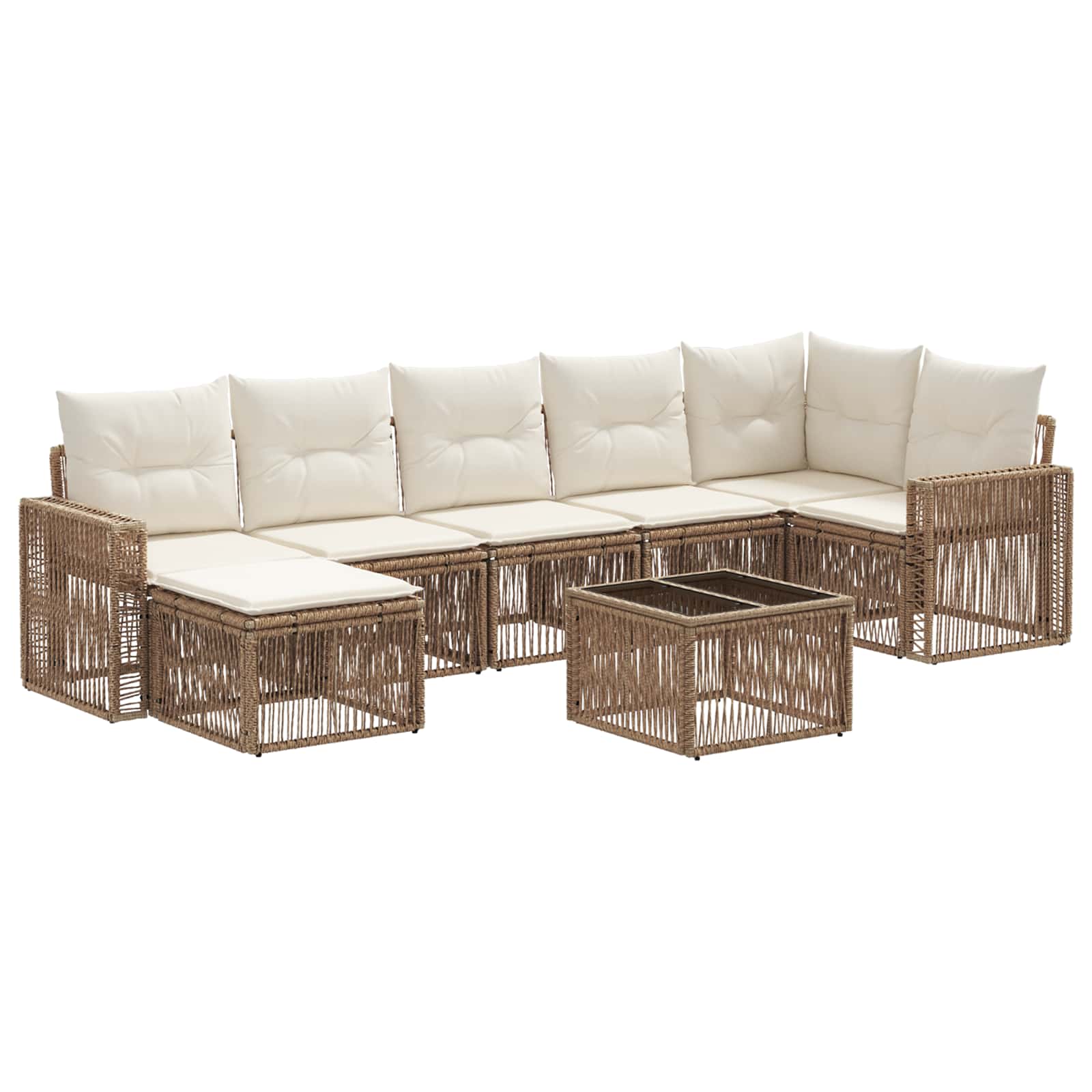 Tuinbankenset 8 pcs Beige en Crème Wit poly rattan