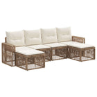 Tuinbankenset 6 personen poly rattan beige