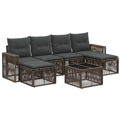 Tuinbankenset 7 pcs Grijs en Donkergrijs poly rattan