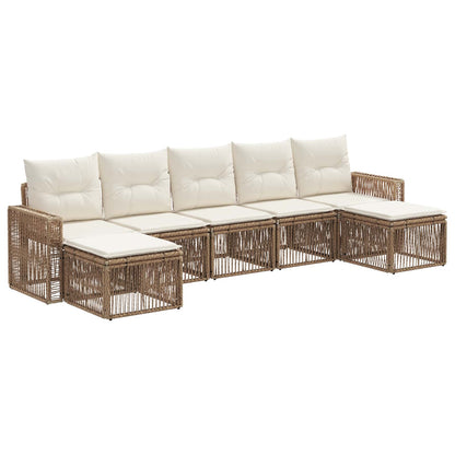 Tuinbankenset 7 pcs Beige en Crème Wit poly rattan
