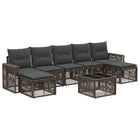 Garden Bench Set 8 pcs Grey and Dark Grey Poly Rattan