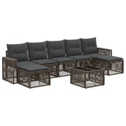 Tuinbankenset poly rattan grijs donkergrijs 7 persoons