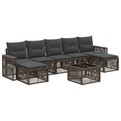 Tuinbankenset 8 pcs Grijs en Donkergrijs poly rattan