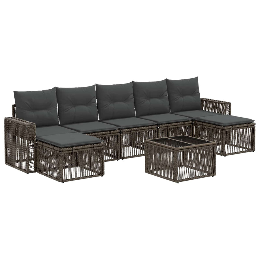 Tuinbankenset 8 pcs Grijs en Donkergrijs poly rattan