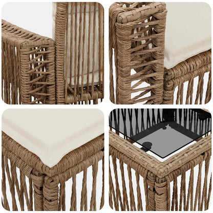 Tuinbankenset 8 pcs Beige en Crème Wit poly rattan