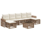 Garden Bench Set 8 pcs Beige and Cream White Poly Rattan