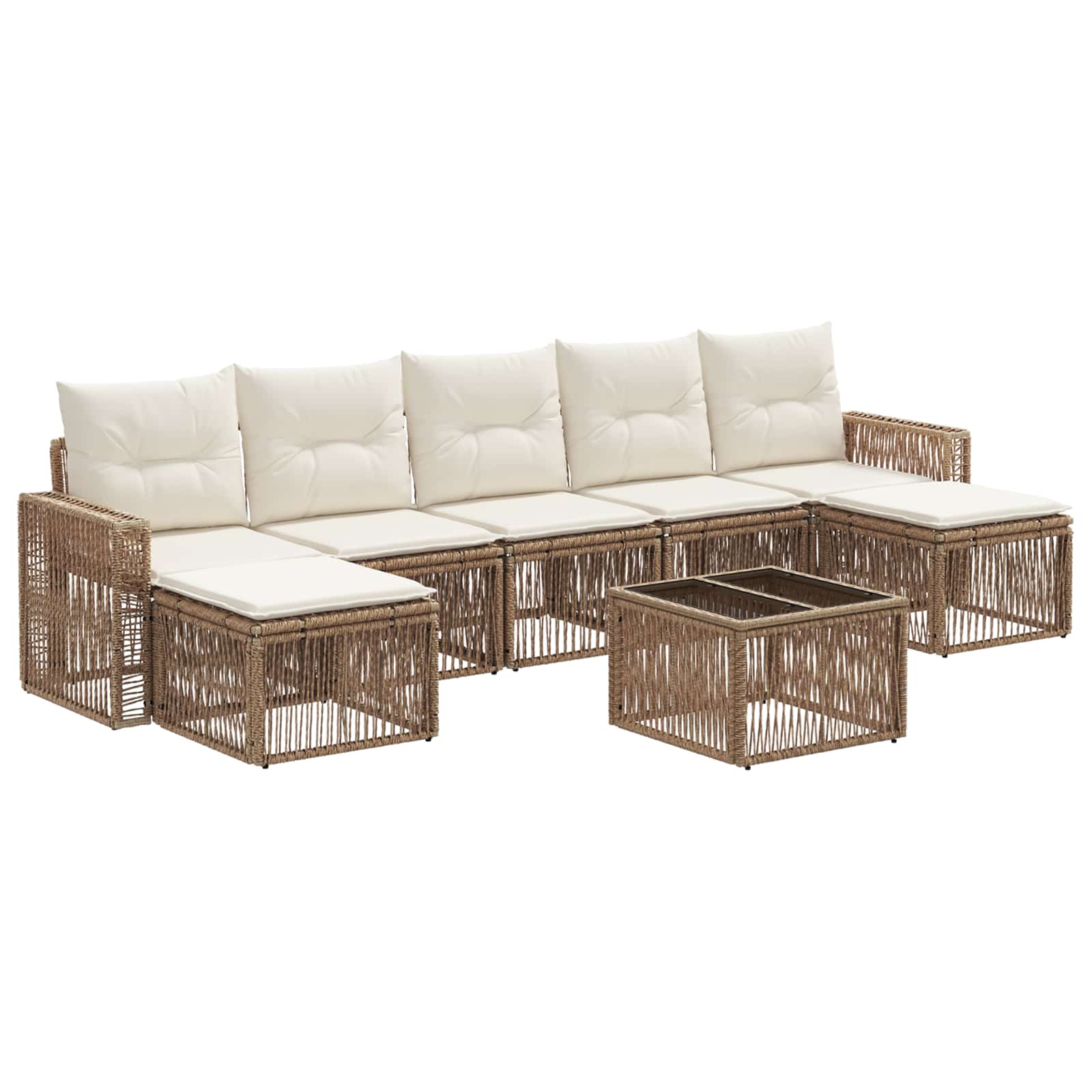 Tuinbankenset 8 pcs Beige en Crème Wit poly rattan