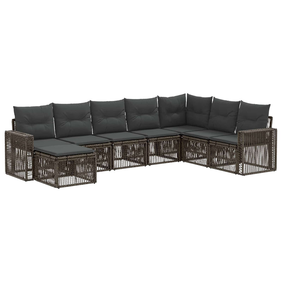 Tuinbankenset 8 pcs Grijs en Donkergrijs poly rattan