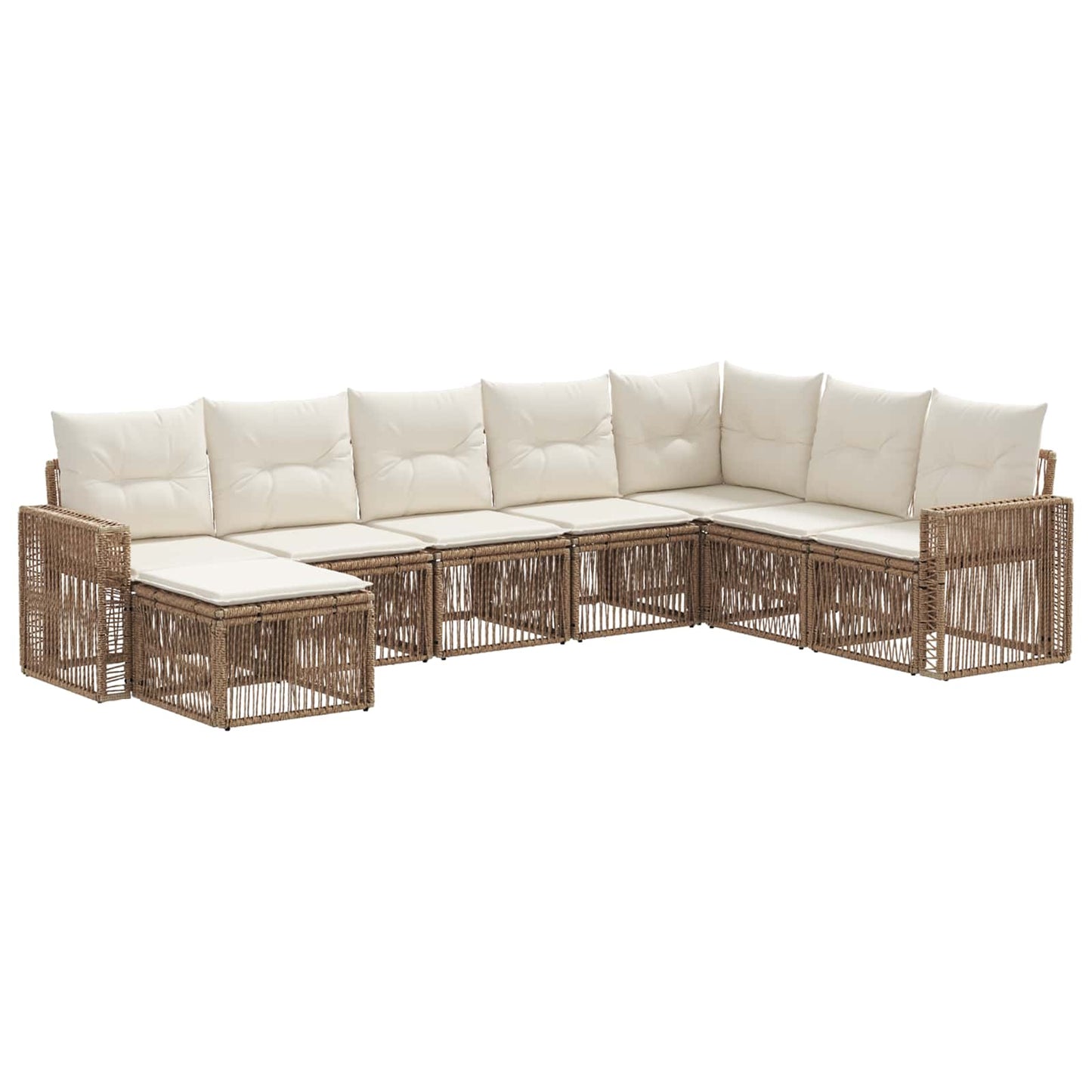 Tuinbankenset 8 pcs Beige en Crème Wit poly rattan