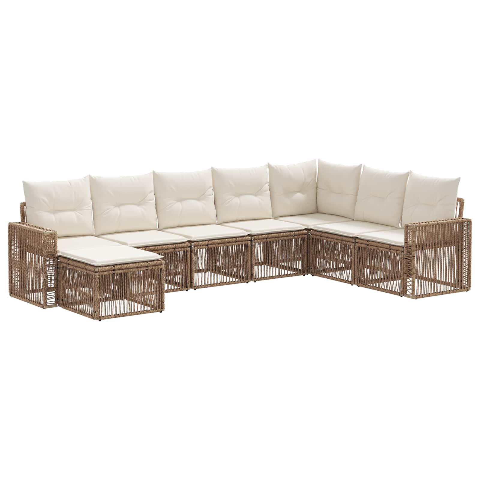 Tuinbankenset 8 pcs Beige en Crème Wit poly rattan