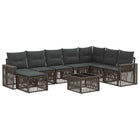 Garden Bench Set 9 pcs Grey and Dark Grey poly rattan