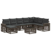 Tuinbankenset poly rattan grijs 8 persoons