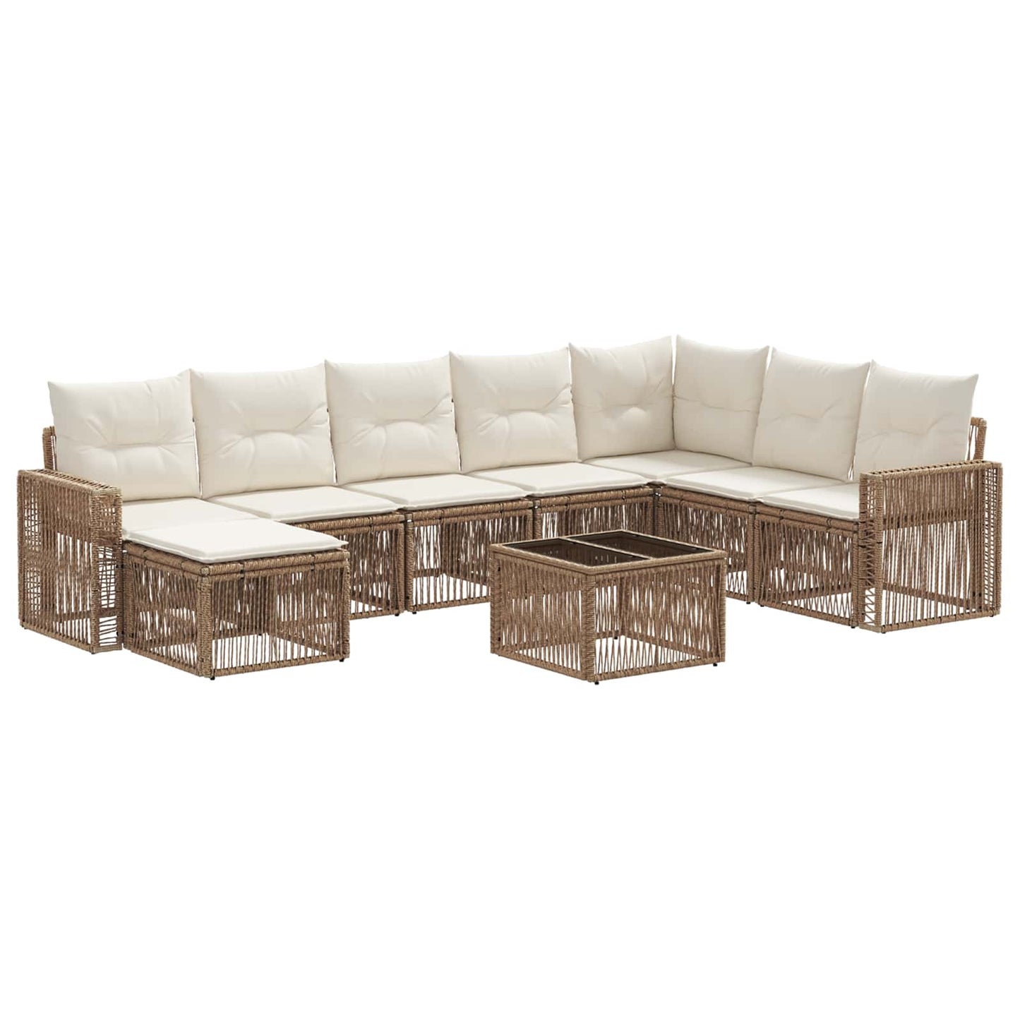 Tuinbankenset 9 pcs Beige en Crème Wit poly rattan