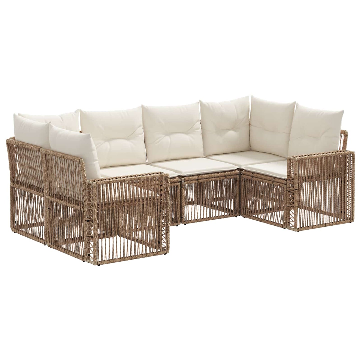 Tuinbankenset 6 st 6-Aantal zitplaatsen Beige en Crème Wit