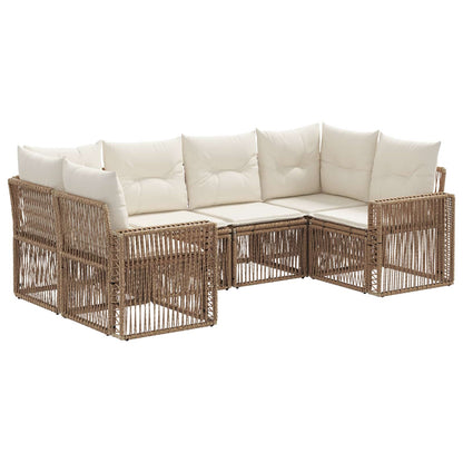 Tuinbankenset 6 st 6-Aantal zitplaatsen Beige en Crème Wit