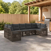 Modulaire tuinbankenset poly rattan grijs donkergrijs 7 zitplaatsen