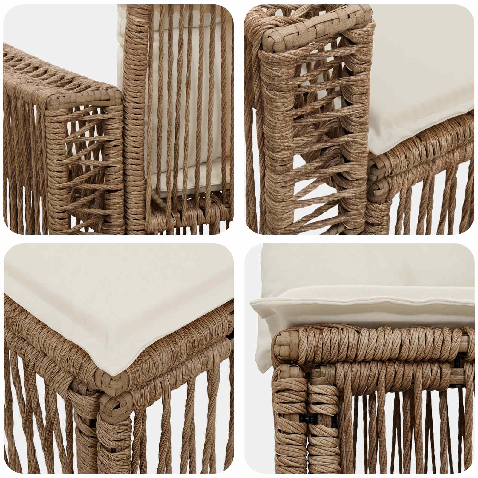 Tuinbankenset 7 st 7-Aantal zitplaatsen Beige en Crème Wit