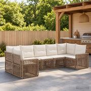 Modulaire tuinbankenset 7 zitplaatsen beige crème wit