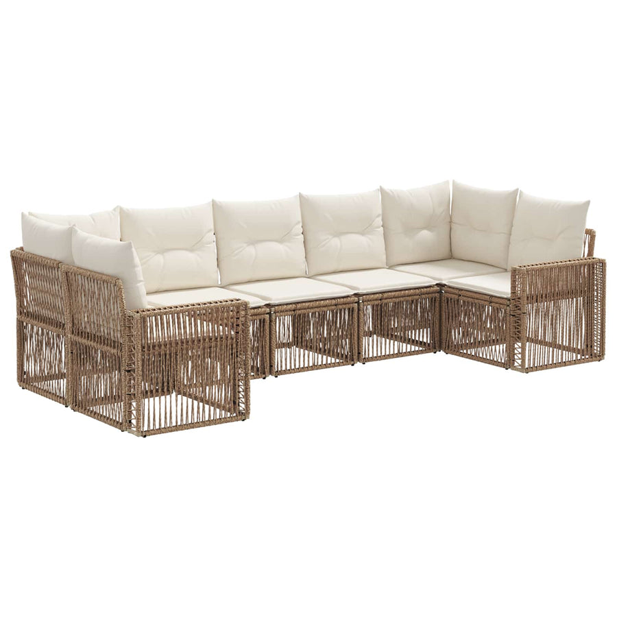 Tuinbankenset 7 st 7-Aantal zitplaatsen Beige en Crème Wit