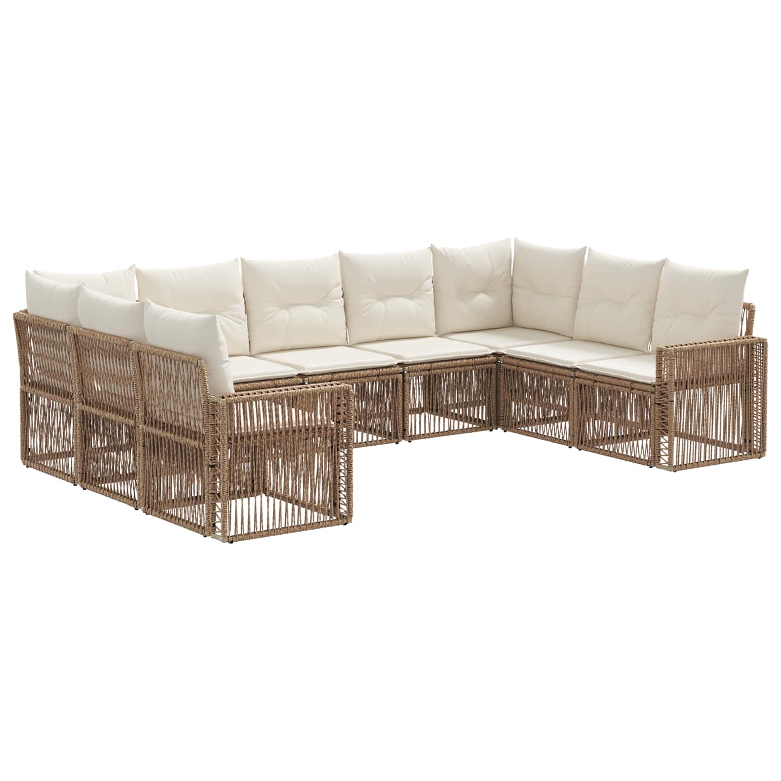 Tuinbankenset 9 pcs Beige en Crème Wit poly rattan