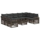 Outdoor Sofa Set 10 pcs Grey and Dark Grey poly rattan