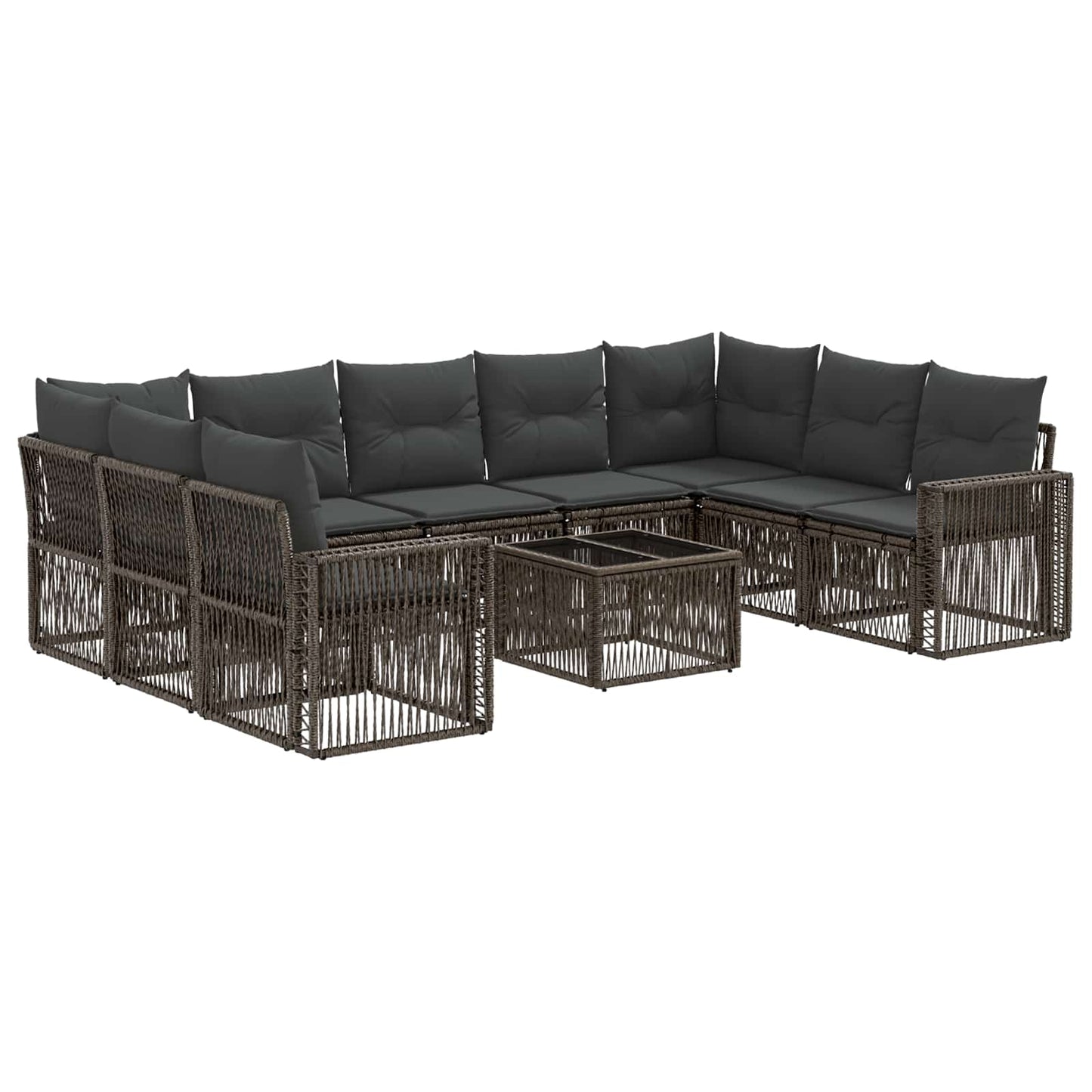Tuinbankenset 10 pcs Grijs en Donkergrijs poly rattan
