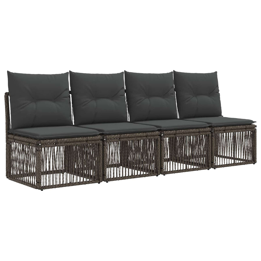 Tuinbankenset 10 pcs Grijs en Donkergrijs poly rattan