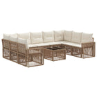 Garden Lounge Set 10 pcs Beige and Cream White poly rattan